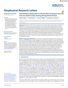 Intermittent Reduction in Ocean Heat Transport Into the Getz Ice Shelf