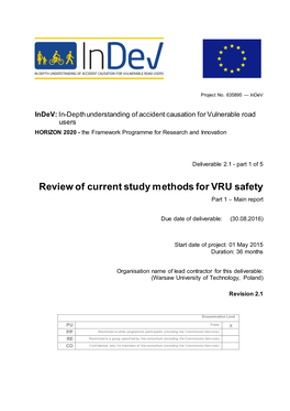 Review of Current Study Methods for VRU Safety Part 1 – Main Report