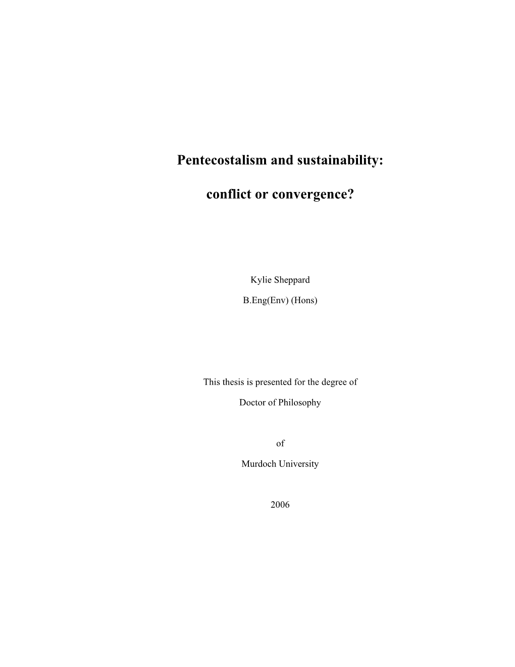 Pentecostalism and Sustainability