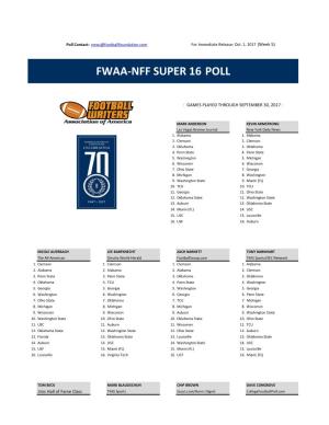Fwaa-Nff Super 16-Poll