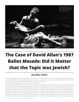 The Case of David Allan's 1987 Ballet Masada: Did It Matter That the Topic