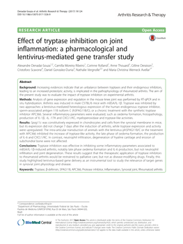 Effect of Tryptase Inhibition on Joint Inflammation