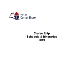 Cruise Ship Schedule & Itineraries 2019