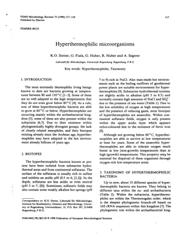 Hyperthermophilic Microorganisms