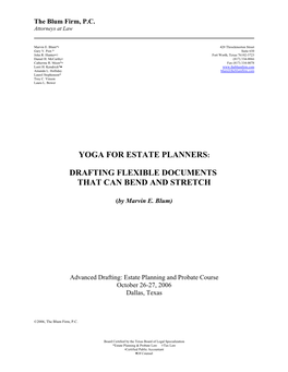 Yoga for Estate Planners: Drafting Flexible Documents That Can Bend and Stretch