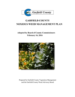 Garfield County Noxious Weed Management Plan