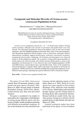 Cytogenetic and Molecular Diversity of Cirsium Arvense (Asteraceae) Populations in Iran