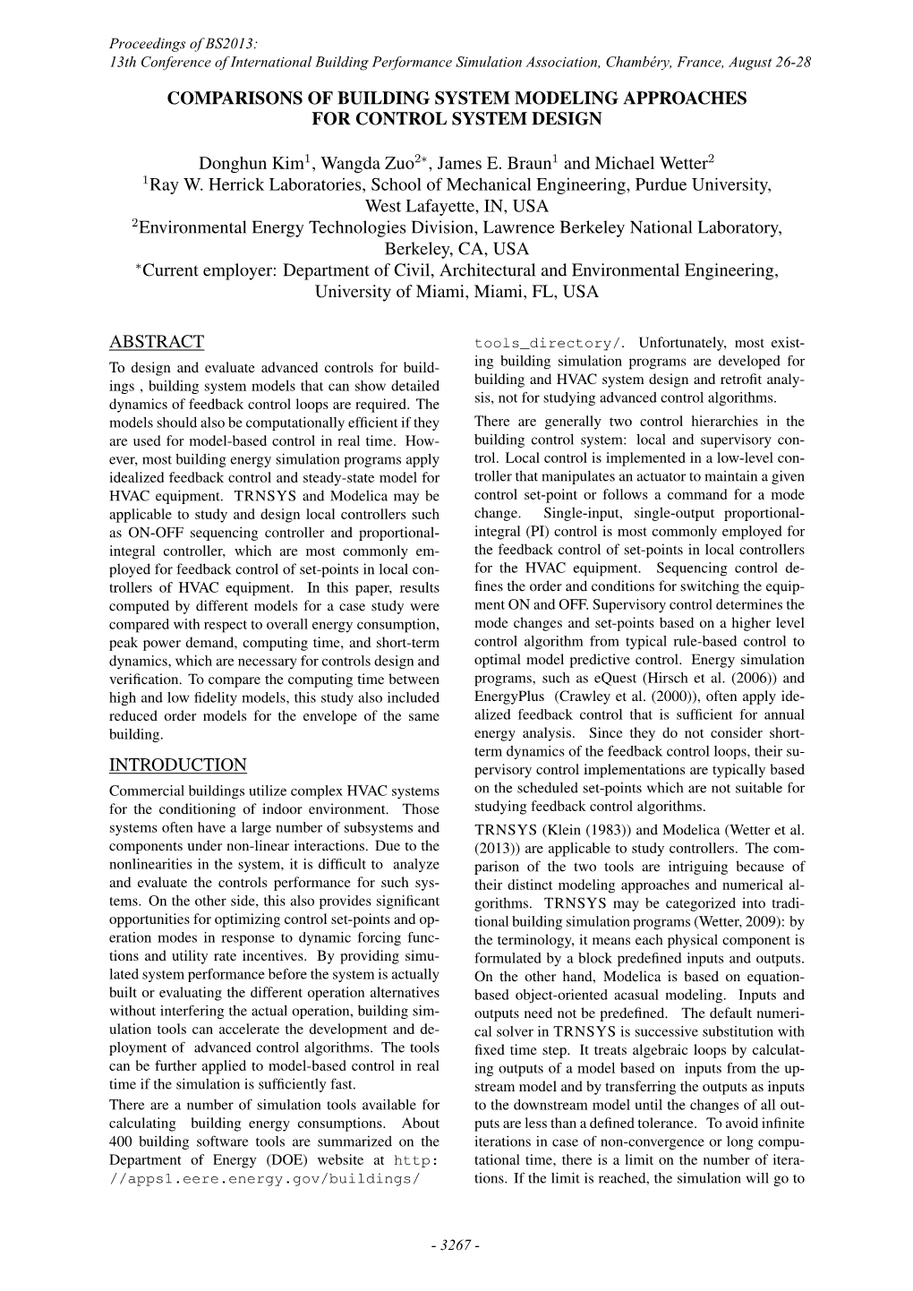 Comparisons of Building System Modeling Approaches for Control System Design