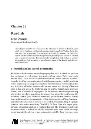 Chapter 21 Kurdish Ergin Öpengin University of Kurdistan-Hewlêr