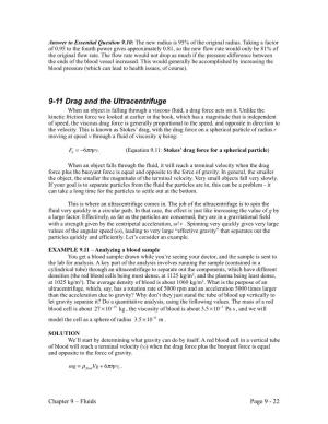 Section 9-11: Drag and the Ultracentrifuge