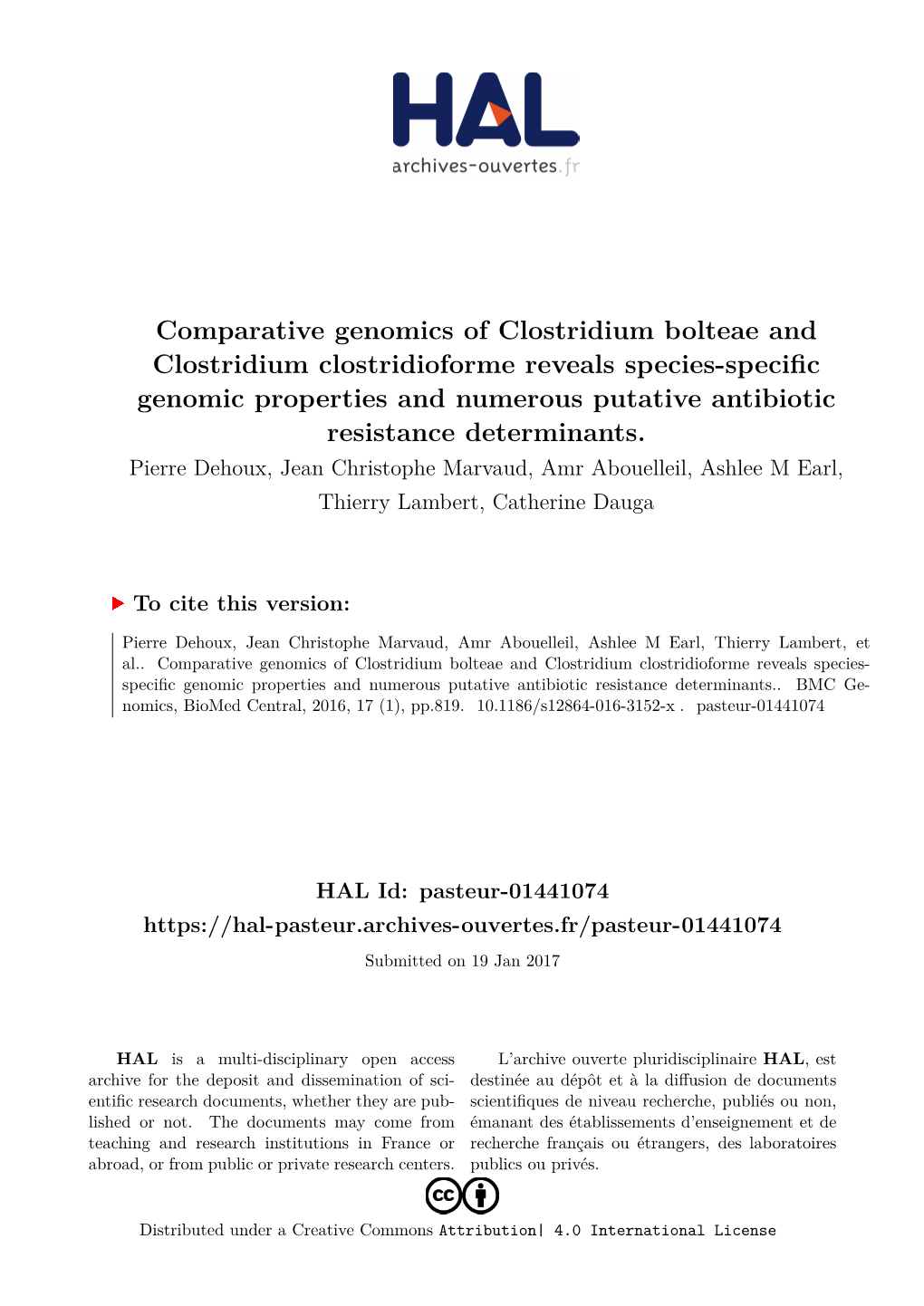 Clostridium Clostridioforme Reveals Species-Specific Genomic Properties and Numerous Putative Antibiotic Resistance Determinants