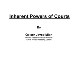 Inherent Powers of Courts