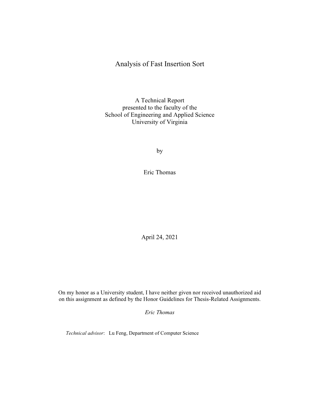 Analysis of Fast Insertion Sort