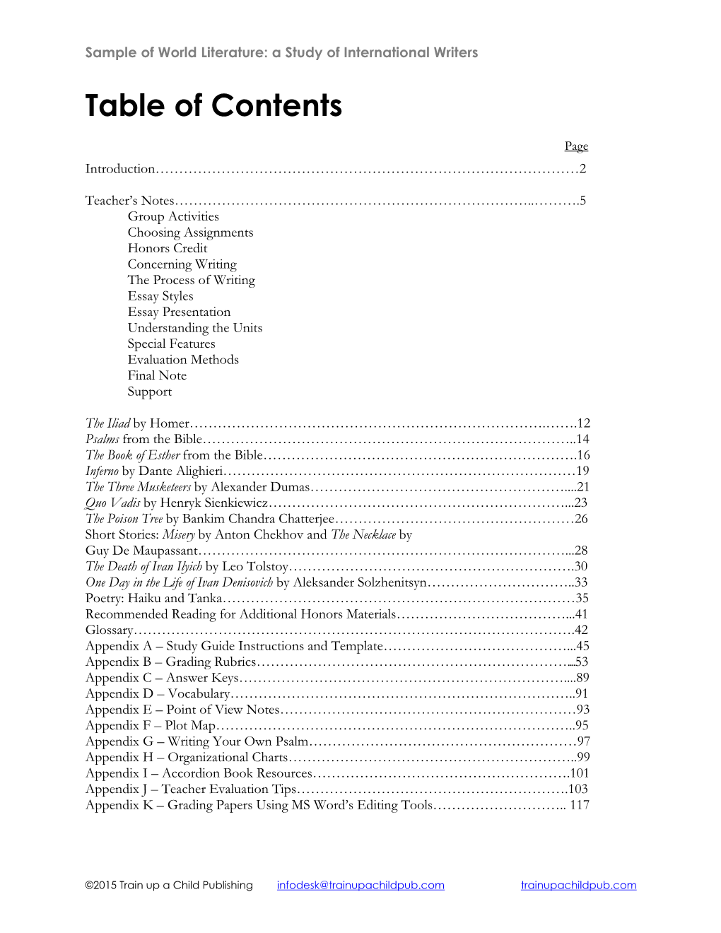 Table of Contents