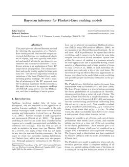 Bayesian Inference for Plackett-Luce Ranking Models