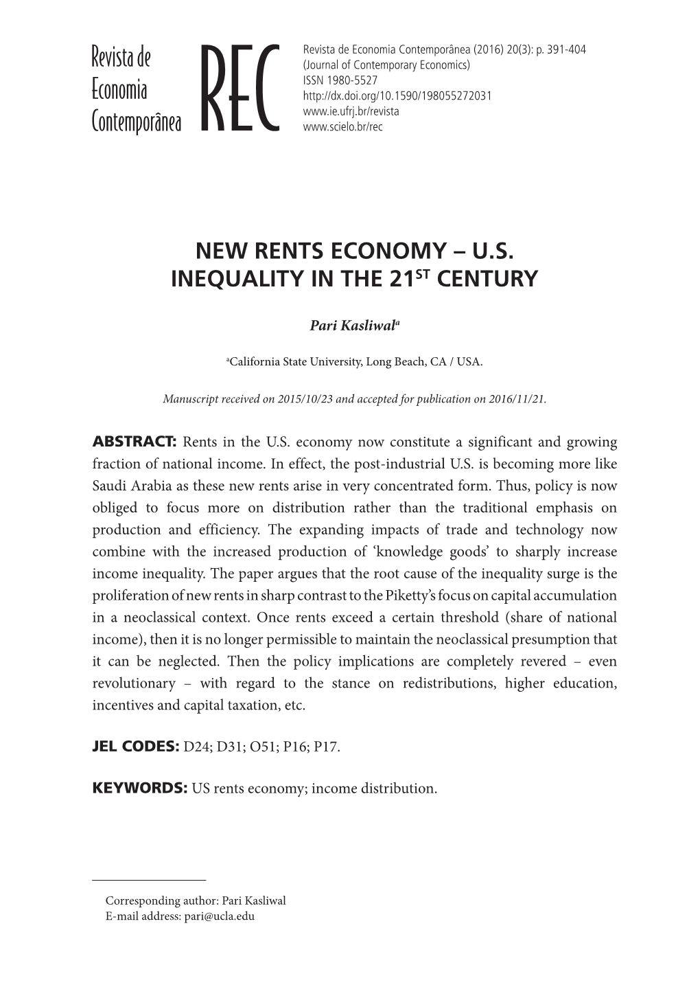 New Rents Economy – U.S