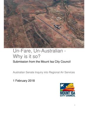 Un-Fare, Un-Australian - Why Is It So? Submission from the Mount Isa City Council