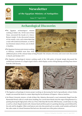 Newsletter Egyptian Ministry of Antiquities No. 23