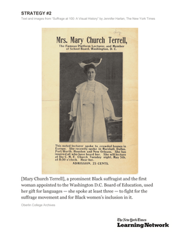 Mrs. Mary Church Terrell, the Famous Platformlecturer, and Member of School Board , Washington , D
