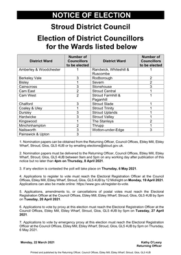 Stroud District Council Election 2021