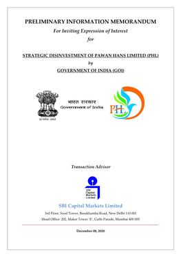 PAWAN HANS LIMITED (PHL) by GOVERNMENT of INDIA (GOI)