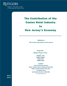 The Contribution of the Casino Hotel Industry to New Jersey's Economy