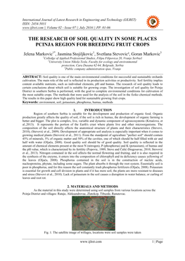 The Research of Soil Quality in Some Places Pcinja Region for Breeding Fruit Crops