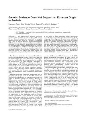 Genetic Evidence Does Not Support an Etruscan Origin in Anatolia