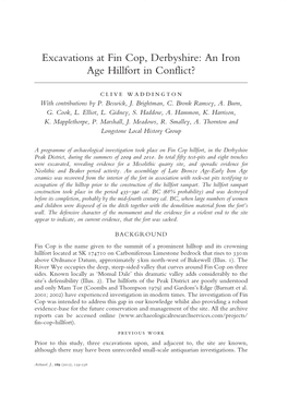 Excavations at Fin Cop, Derbyshire: an Iron Age Hillfort in Conflict?