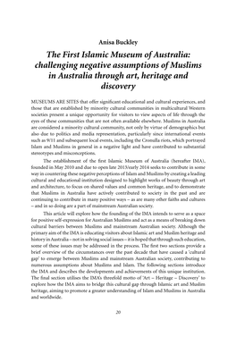 The First Islamic Museum of Australia: Challenging Negative Assumptions of Muslims in Australia Through Art, Heritage and Discovery