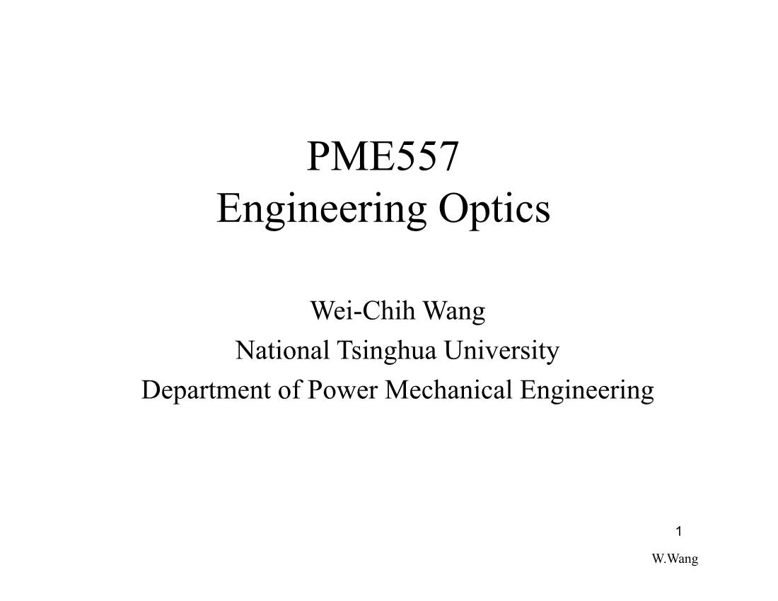 PME557 Engineering Optics