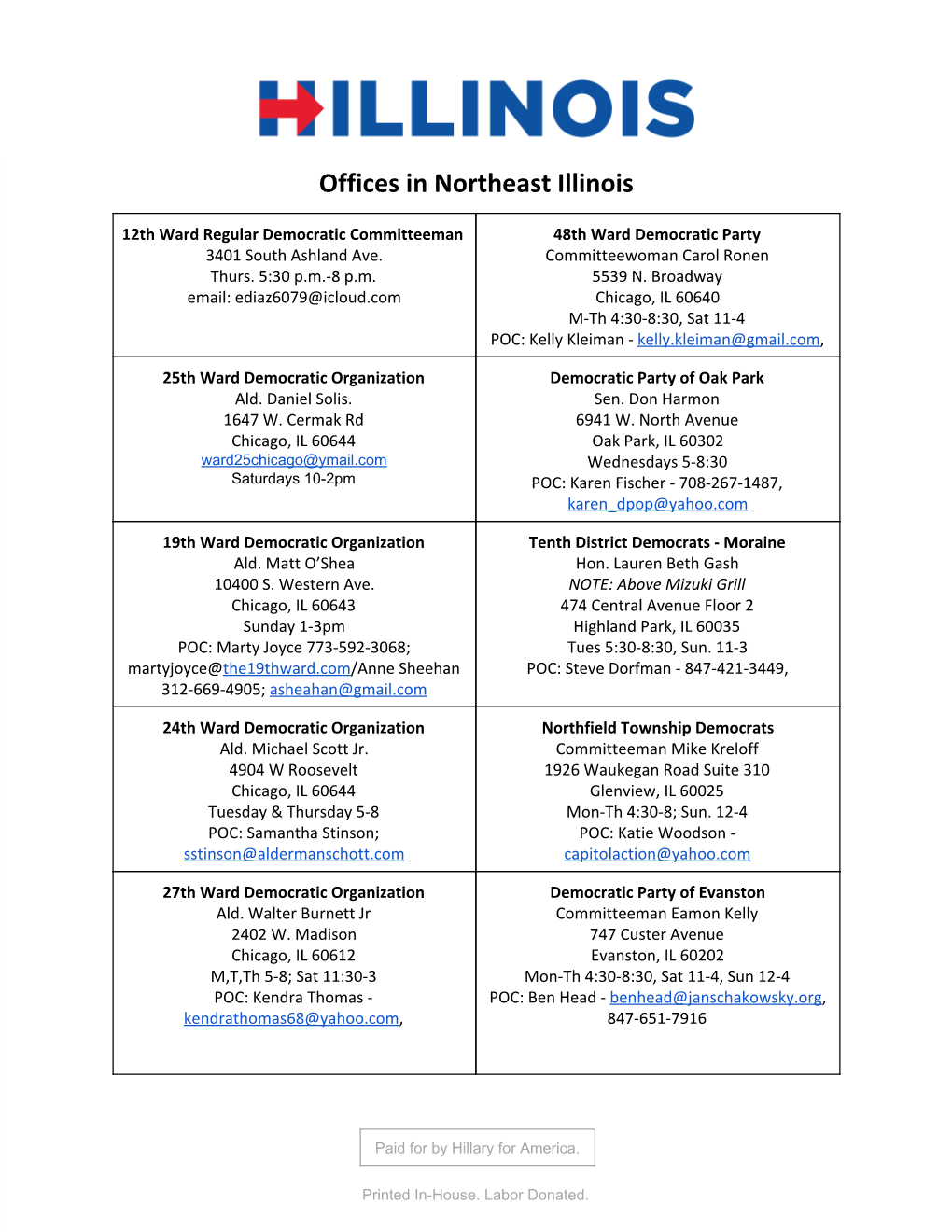 Offices in Northeast Illinois