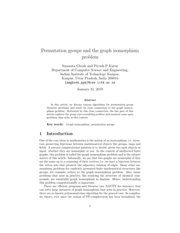 Permutation Groups and the Graph Isomorphism Problem