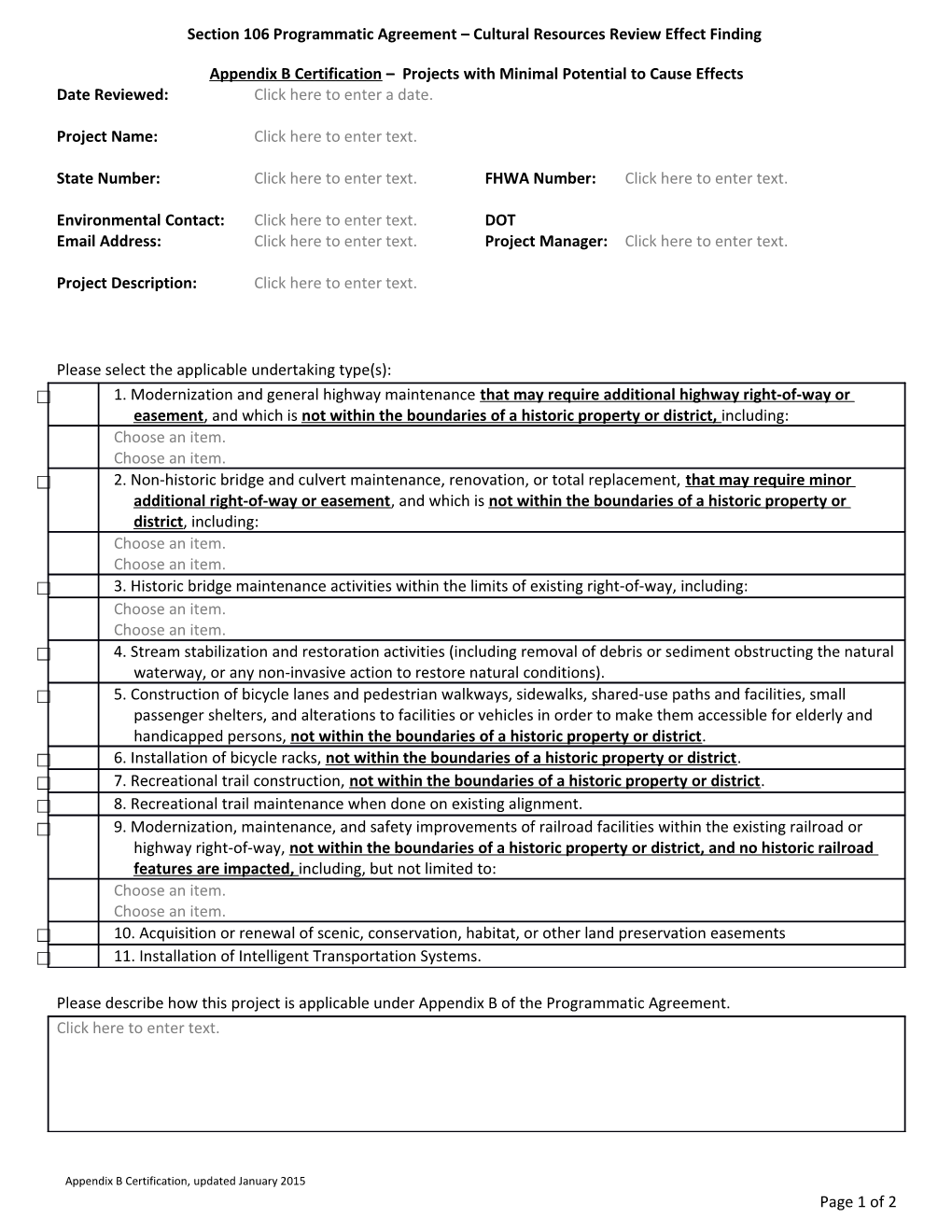 Section 106 Programmatic Agreement Cultural Resources Review Effect Finding s1