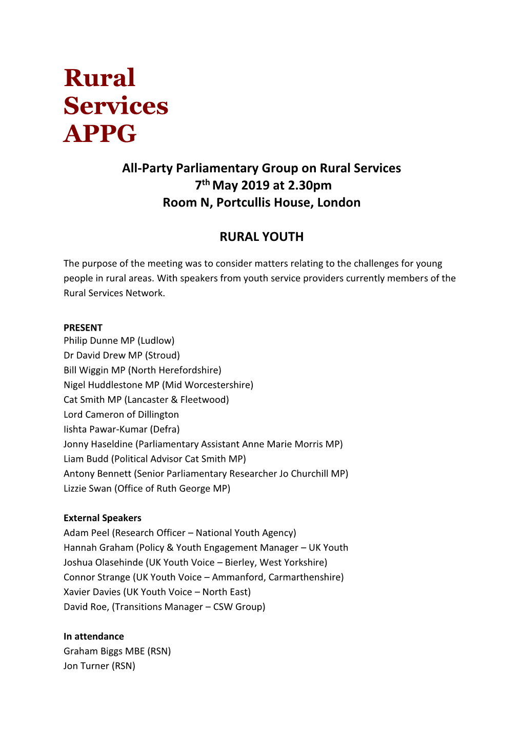 Rural Services APPG