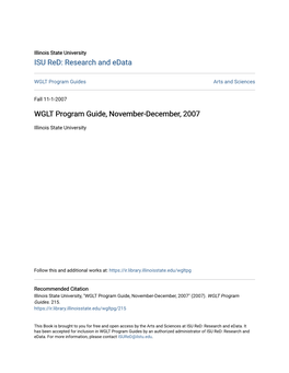 WGLT Program Guide, November-December, 2007