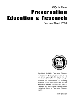 Preservation Education & Research