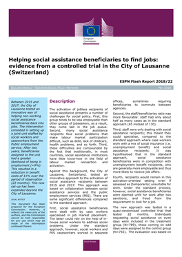 Helping Social Assistance Beneficiaries to Find Jobs: Evidence from a Controlled Trial in the City of Lausanne (Switzerland)