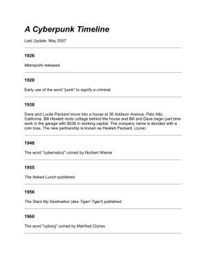 A Cyberpunk Timeline