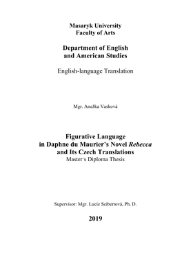 Department of English and American Studies Figurative Language In
