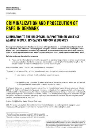 Criminalization and Prosecution of Rape in Denmark