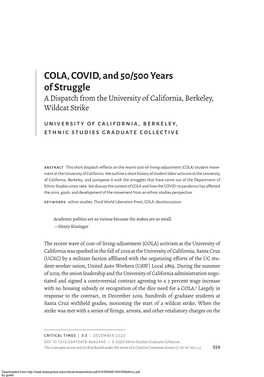 COLA, COVID, and 50/500 Years of Struggle
