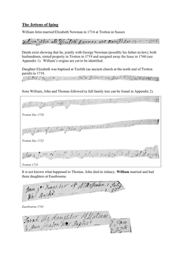 The Jettens of Iping William Jetin Married Elizabeth Newman in 1714 at Trotton in Sussex