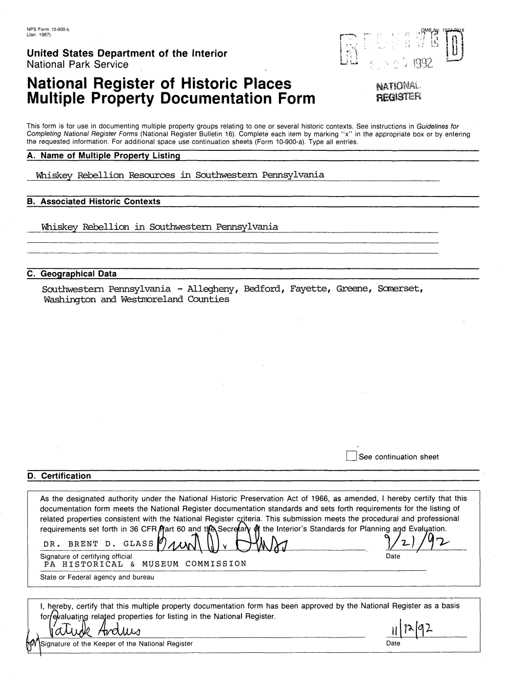 National Register of Historic Places Multiple Property Documentation Form