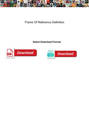 Frame of Reference Definition