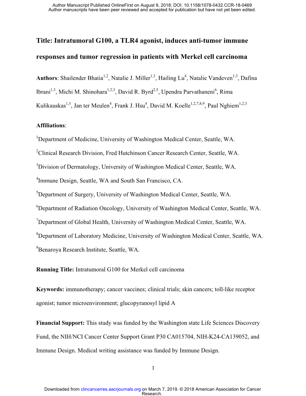 Downloaded from Clincancerres.Aacrjournals.Org on March 7, 2019