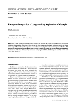 European Integration - Longstanding Aspiration of Georgia