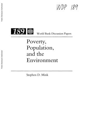 Poverty, Population, and the Environment