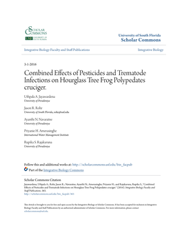 Combined Effects of Pesticides and Trematode Infections on Hourglass Tree Frog Polypedates Cruciger. Uthpala A