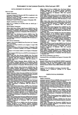 Supplement to the London Gazette, 14Th January 1997. 467